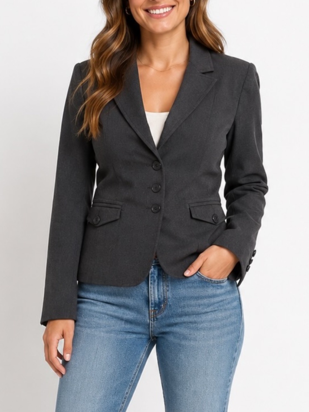 Mario Serrani Tailored Blazer Womens Size 12 Gray Business Career Classic